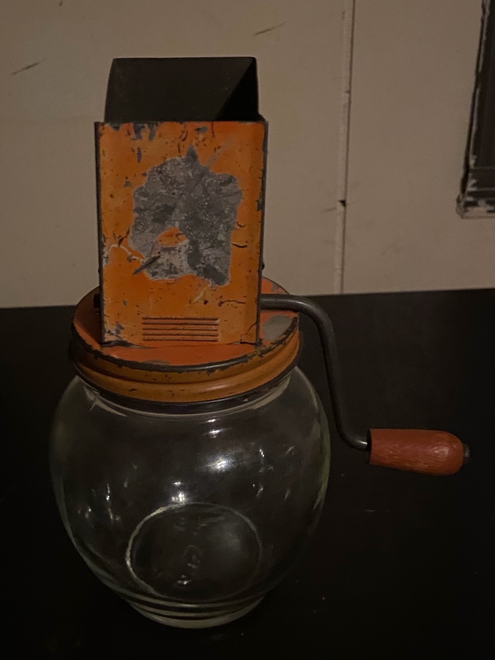 Vintage Orange Hand-Crank Nut Chopper